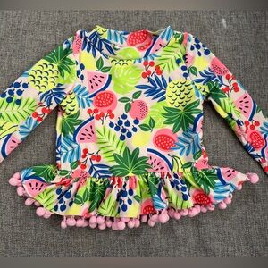 Nicole Miller Kids Swim Rashguard - Multicolor Tropical Print Size 18m Pom Pom